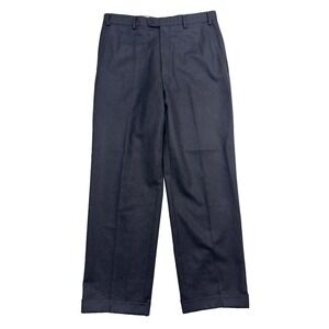 Zanella Italy 34x30 Benny Navy Blue Flannel Wool Cashmere Pants Trousers Pleated